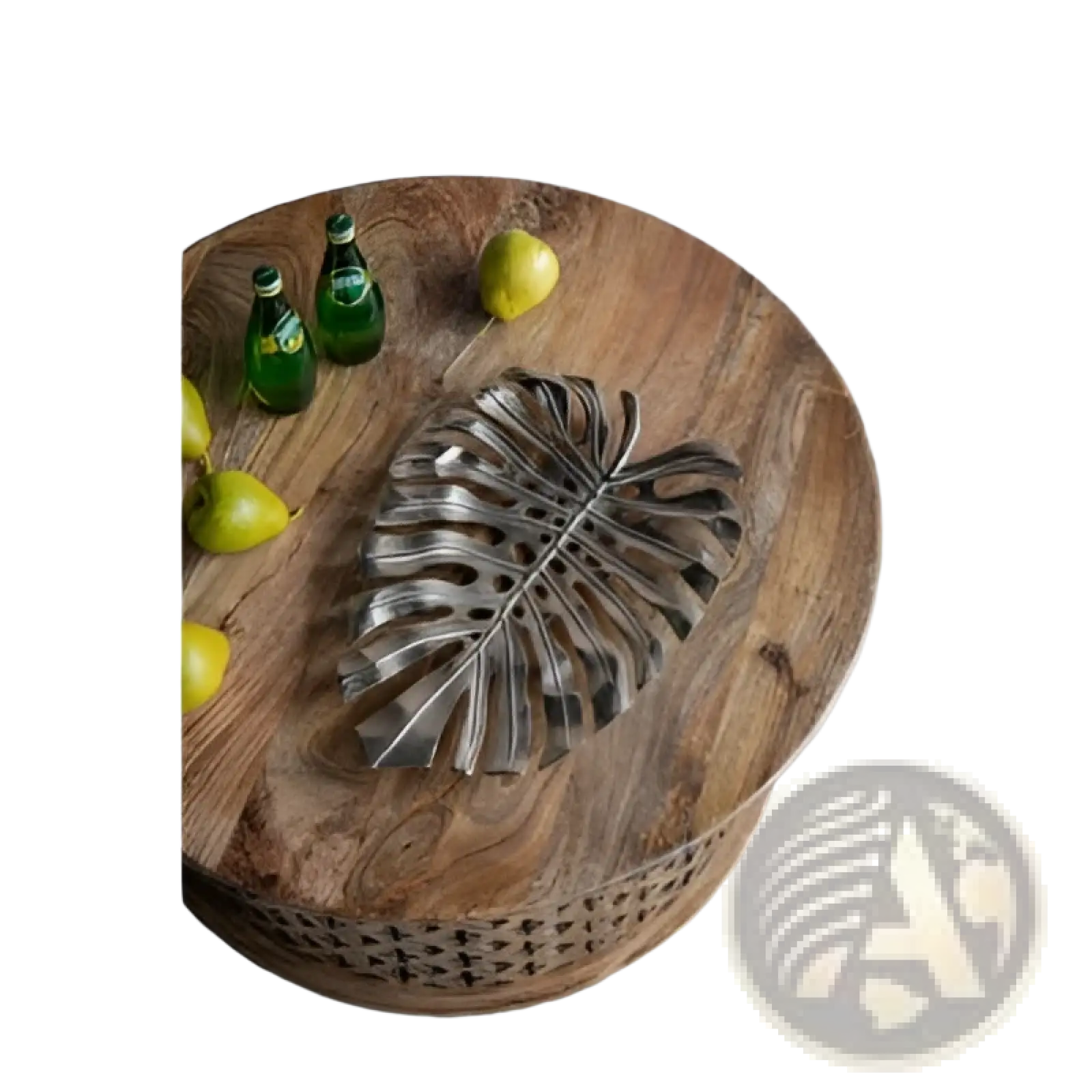 Silver monstera leaf-shaped serving tray with textured metallic finish for gold monstera leaf wall decor collection