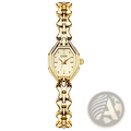 Gold-toned gedi ladies luxury bracelet watch with octagonal face and cream-colored dial in linked metal band