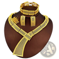 Gold plated African luxury jewelry set with gold-colored intricately designed bessy mei necklace featuring vertical bars