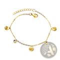 Gold plated charm bracelet with gold-toned seashell charms and clear crystal accents for elegant wear