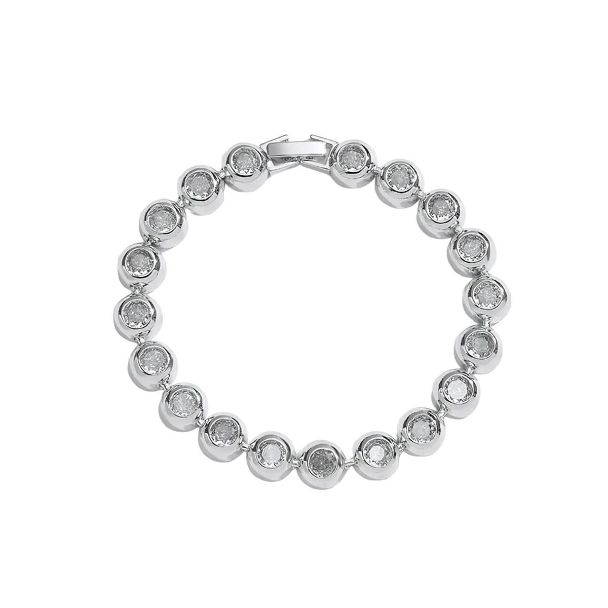 Silver tennis bracelet with round clear gemstones set in polished metal from gold plated cz tennis jewelry set