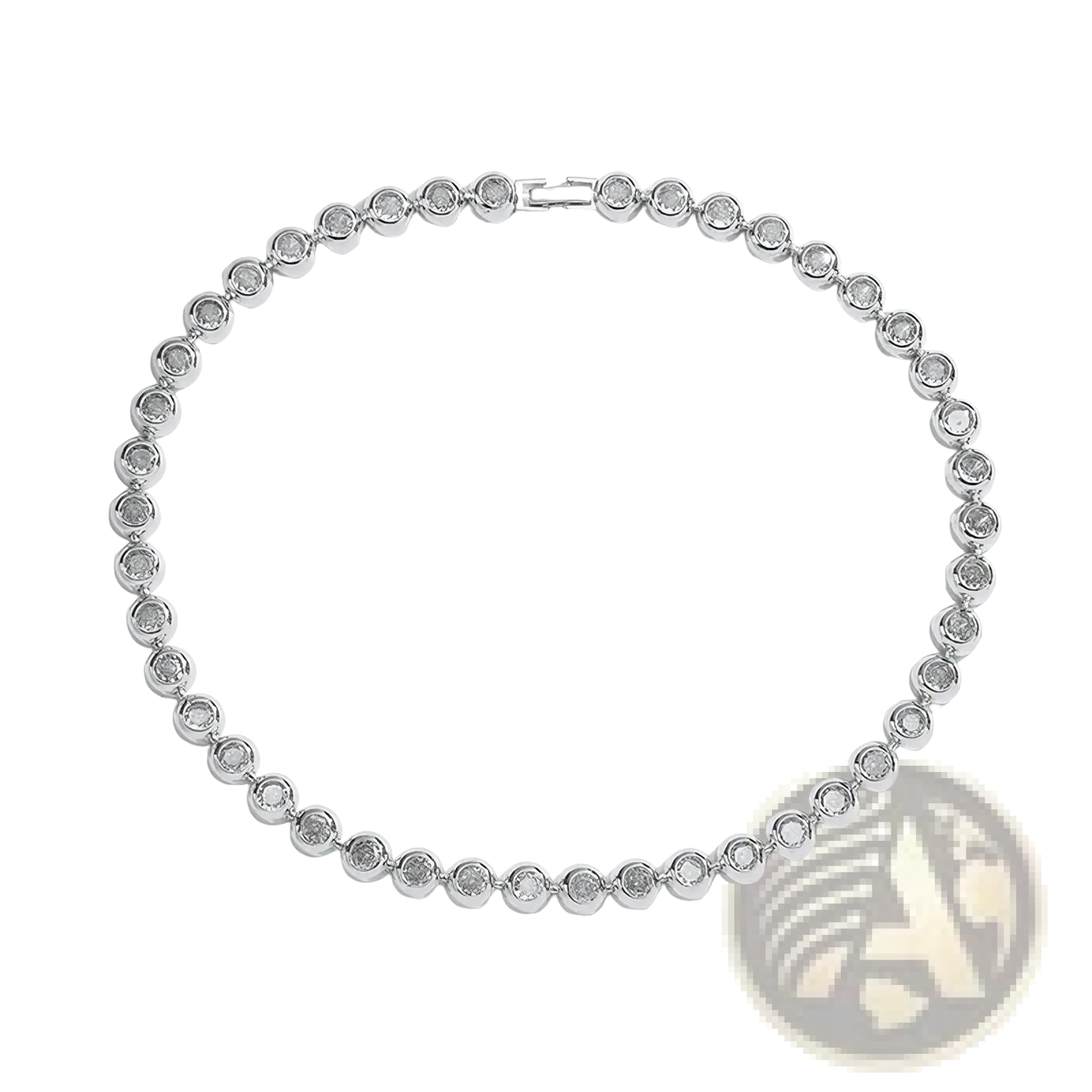 Silver tennis bracelet with continuous round sparkling stones set in a sleek polished band from gold plated cz jewelry set