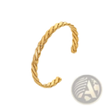 Gold plated stainless steel zirconia gemstone bangle bracelet in a gold-toned twisted rope cuff with open design