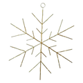 Gold-colored metal snowflake ornament with a hanging loop for Christmas tree and wreath decoration