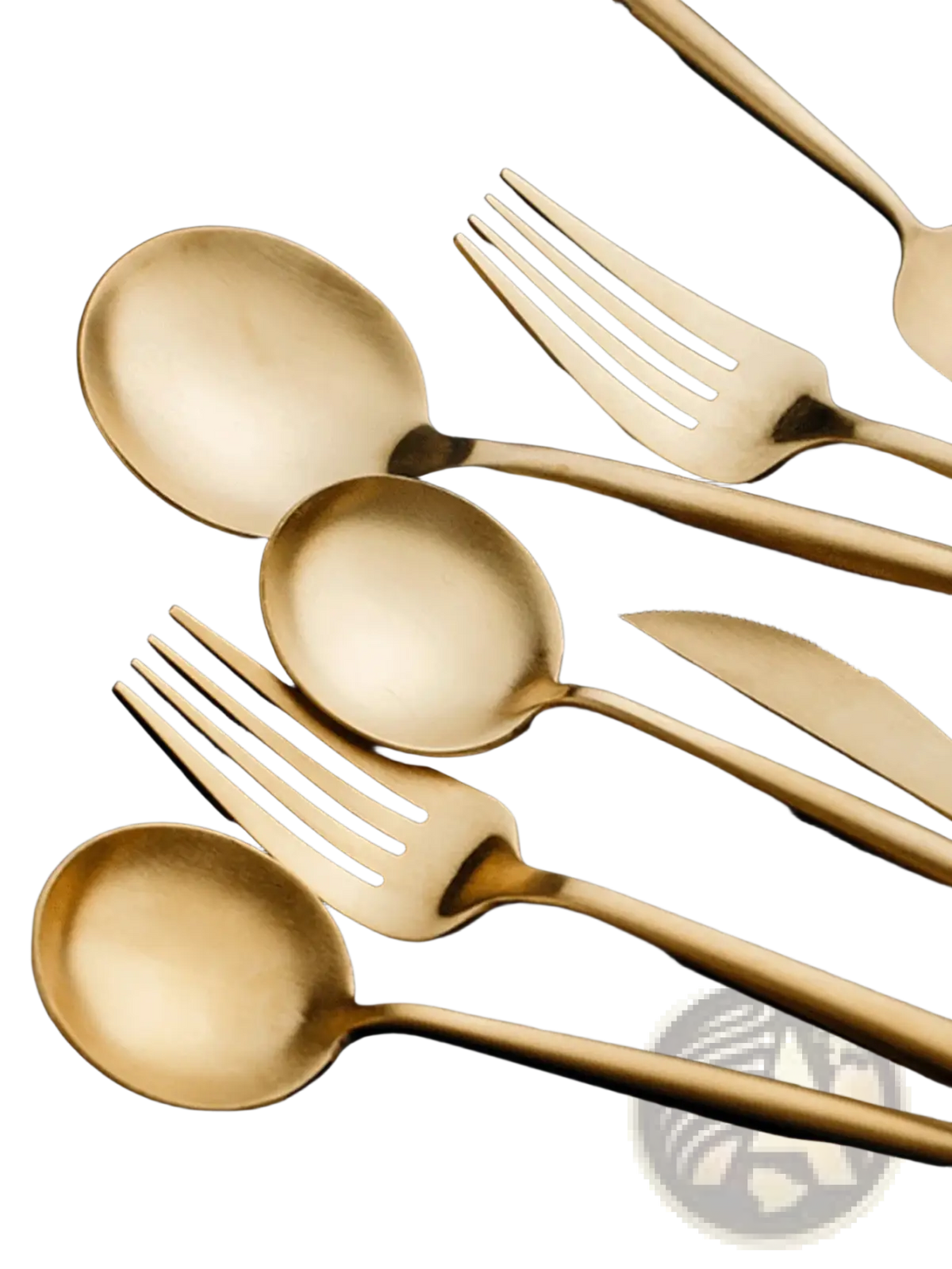 Gold stainless steel 24piece cutlery set with sleek modern design featuring golden finish and durable material