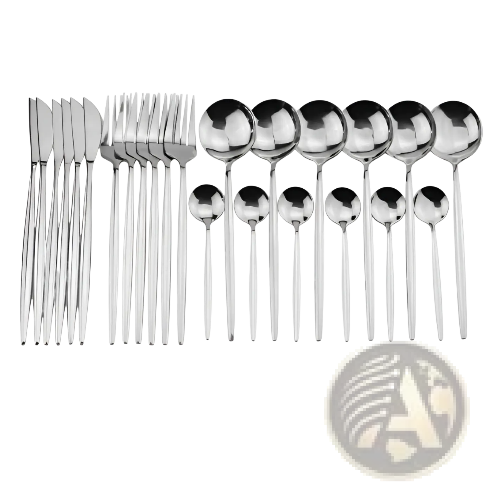 Gold stainless steel cutlery 24pc pink two-tone set with shiny polished finish and sleek modern design