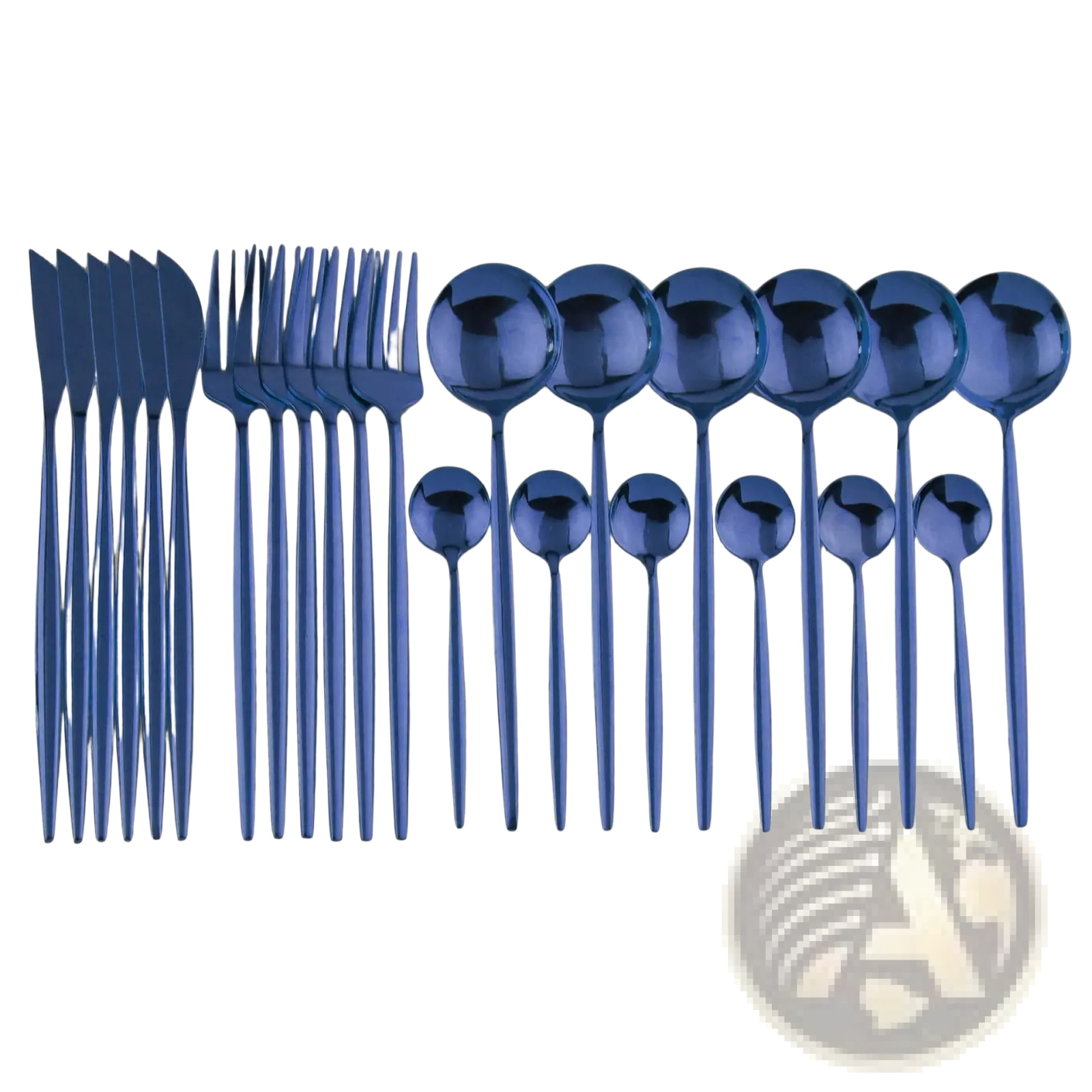 Set of 24-piece pink two-tone stainless steel cutlery with gold accents and modern sleek design in matte finish