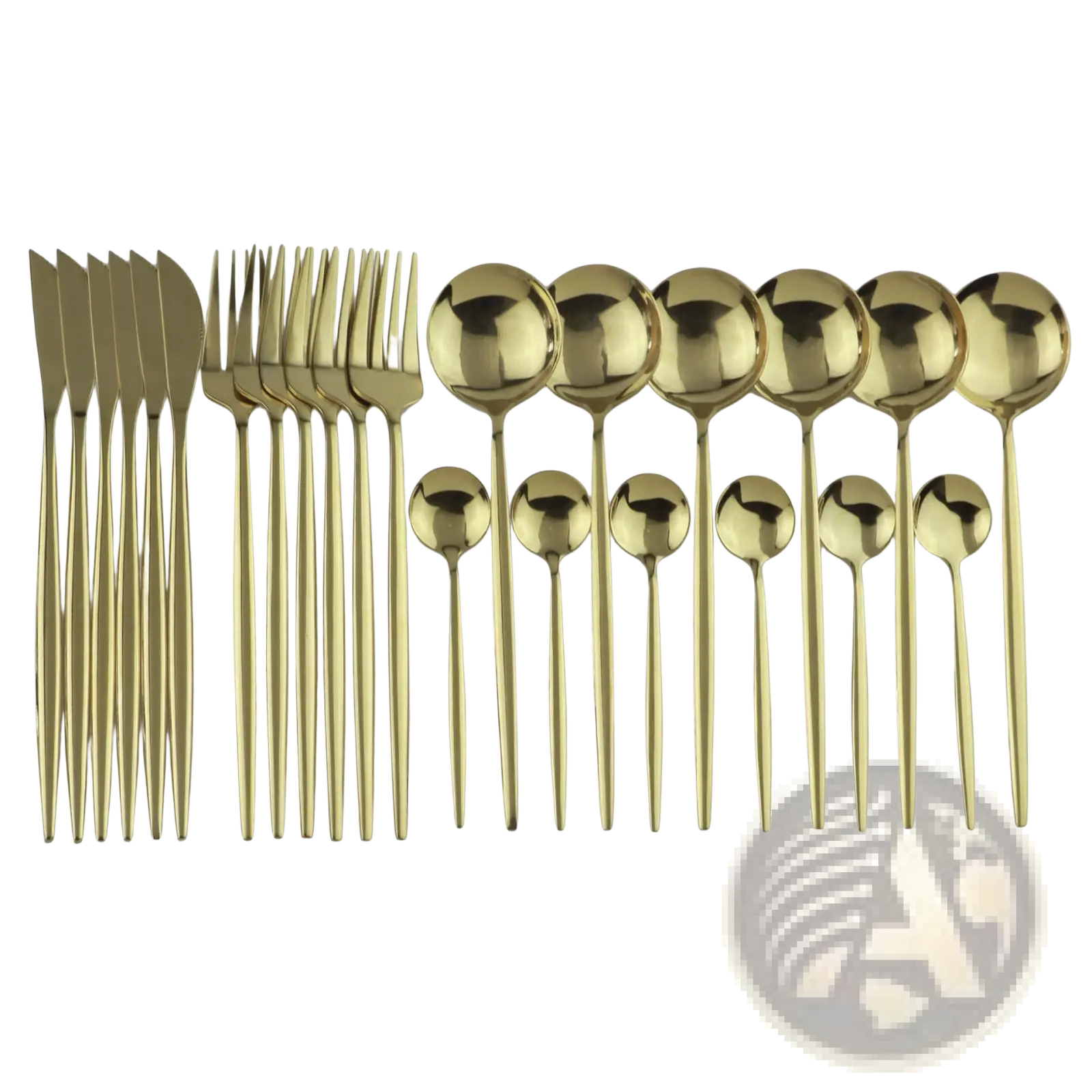 Gold stainless steel cutlery 24pc pink two-tone set featuring sleek modern flatware with gold finish
