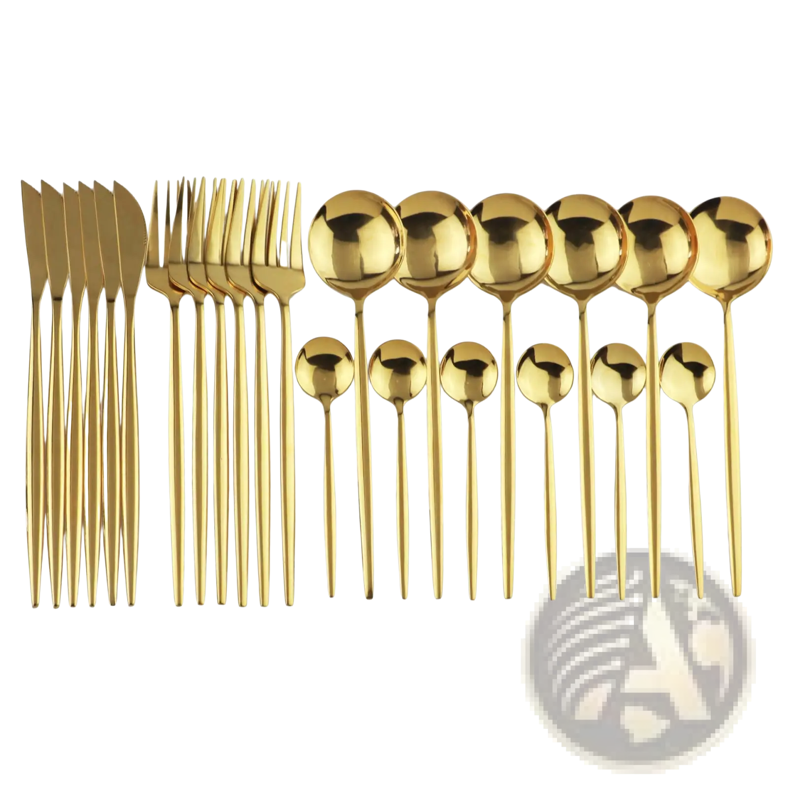 Gold stainless steel cutlery 24pc pink two-tone set featuring sleek modern design with golden finish