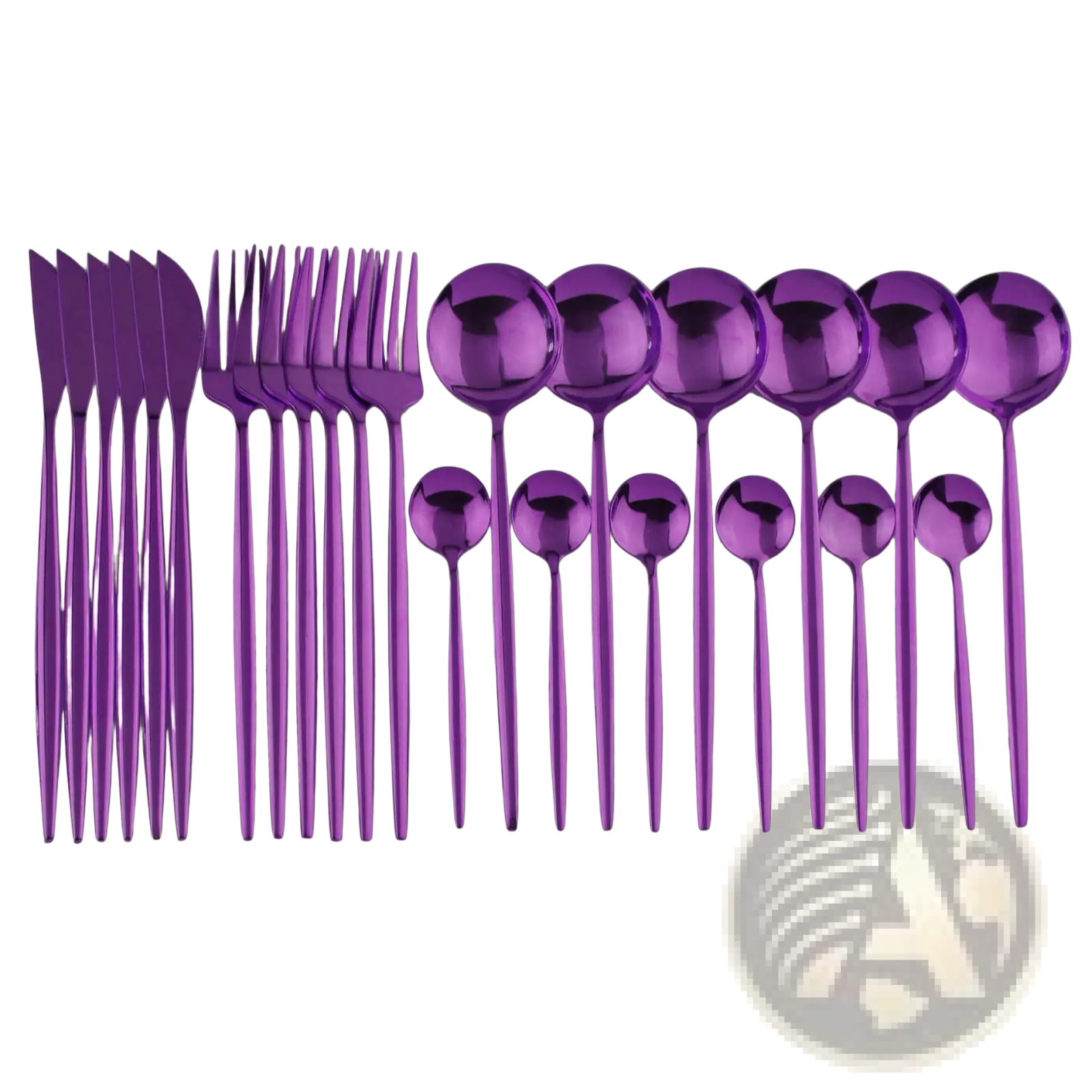 Set of 24-piece purple stainless steel flatware with sleek modern design from gold stainless steel cutlery pink two-tone set
