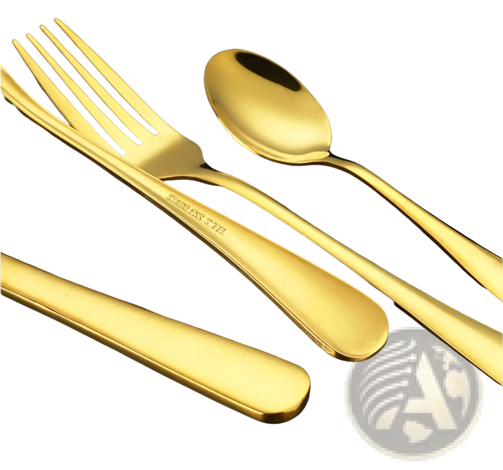 Golden stainless steel fork with sleek modern design and polished finish from gold stainless steel cutlery set 24 piece tableware
