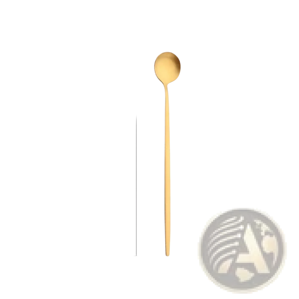 A sleek 20cm long gold stainless steel spoon with a minimalist design and smooth metallic finish