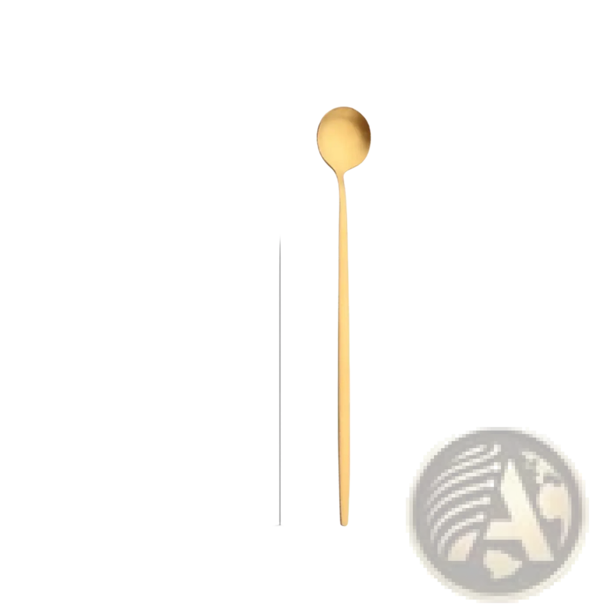 A sleek 20cm long gold stainless steel spoon with a minimalist design and smooth metallic finish