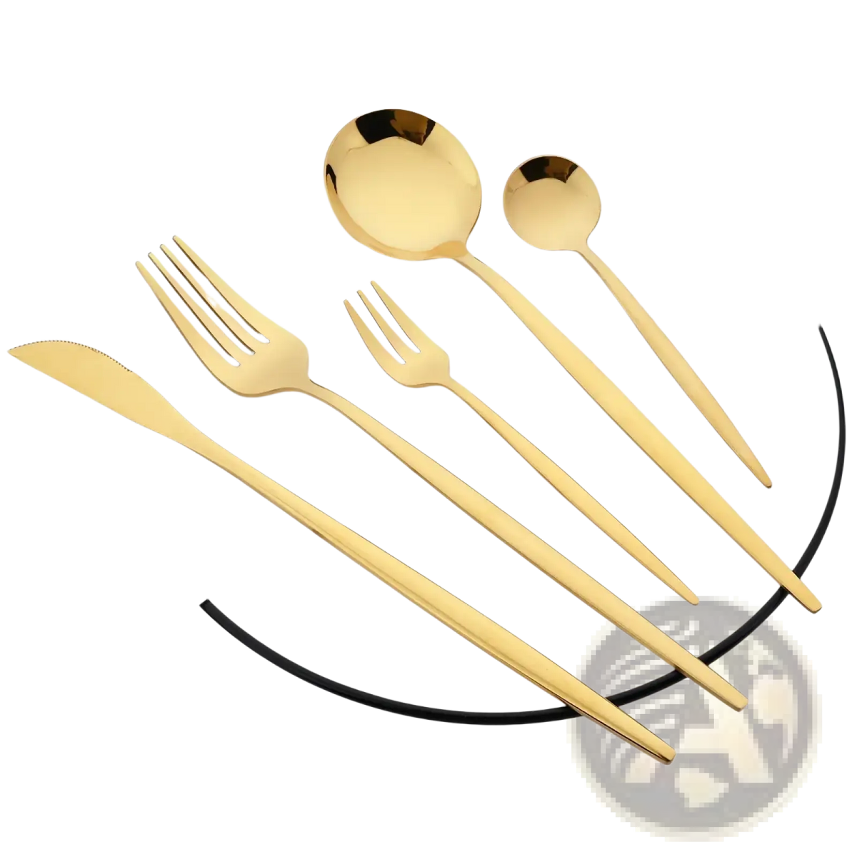 Gold stainless steel flatware cutlery set featuring gold-finished stainless steel with a sleek modern design