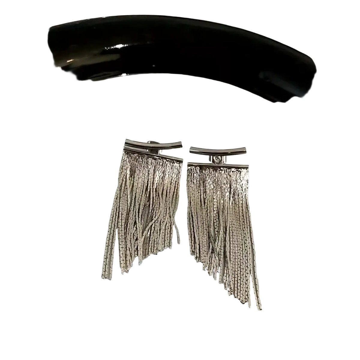 Silver-fringed tassel earrings featuring a sleek modern design for elegant statement wear in gold tones
