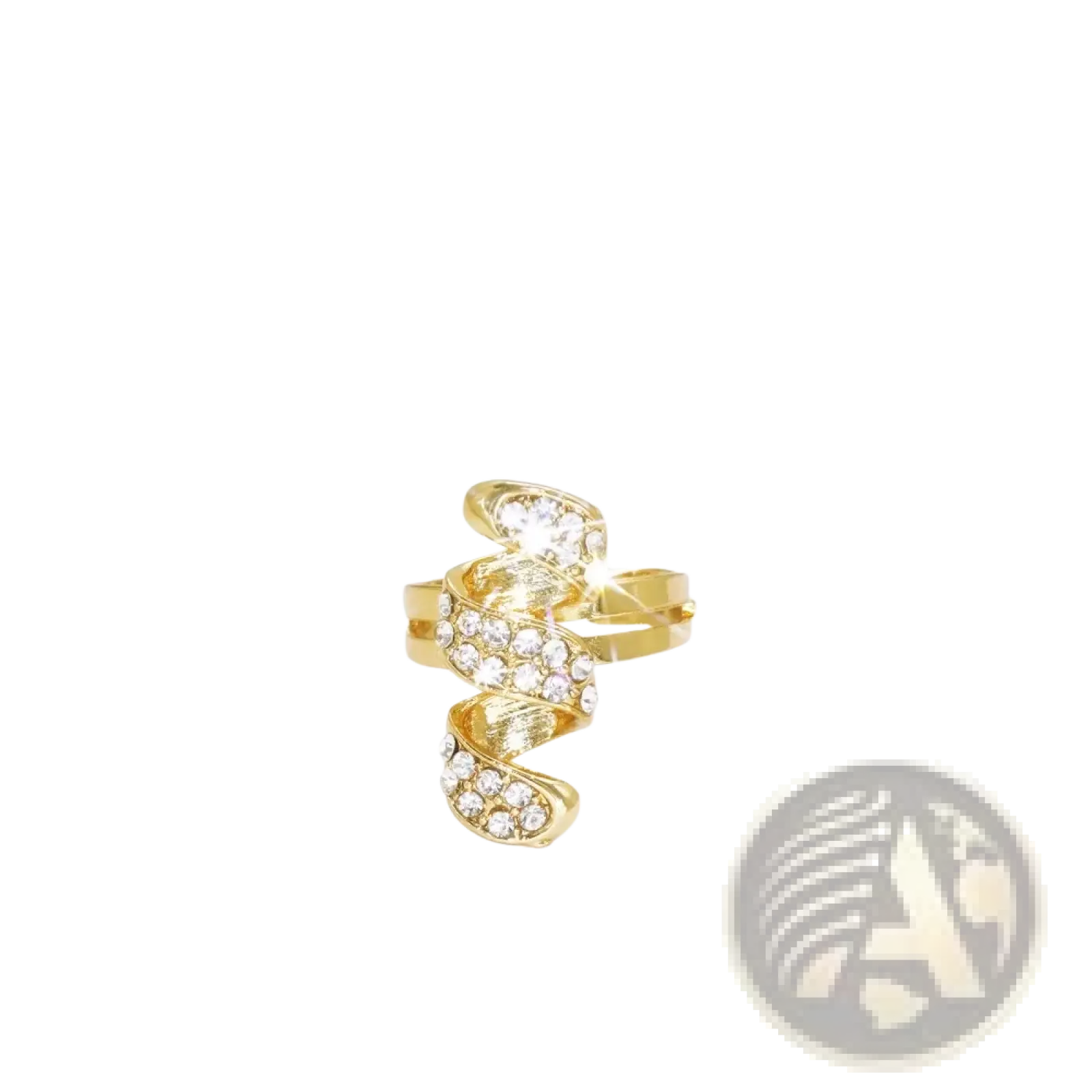 Gold-toned spiral ring with clear crystals from the gold tassel jewelry set for women