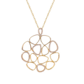 Gold teardrop pendant necklace for women featuring a gold-toned openwork design with pavé-set sparkling stones