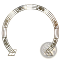 Gold wedding arch backdrop stand made of metal with intricate rose and leaf cutout designs for parties