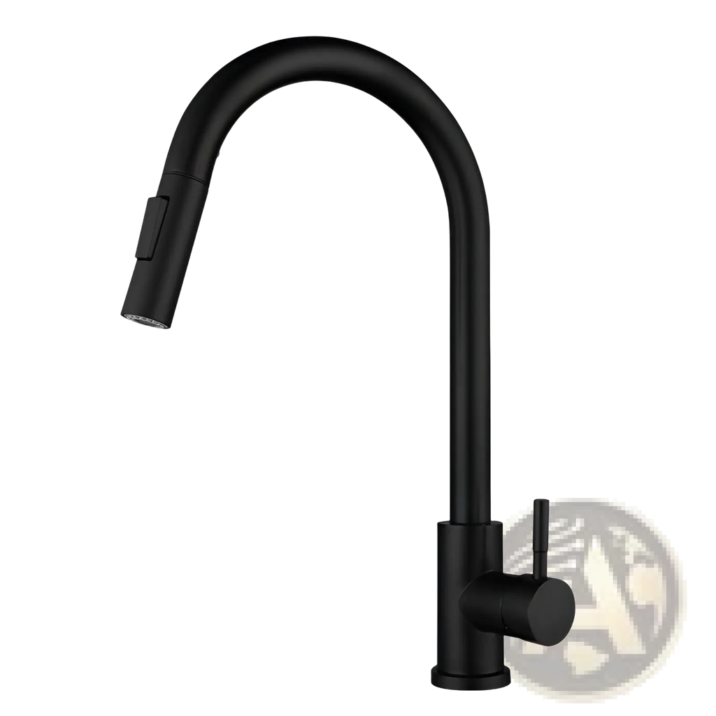 Black matte-finish Golden smart touch pull-down kitchen faucet with sleek modern design and durable material