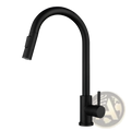 Black matte-finish Golden smart touch pull-down kitchen faucet with sleek modern design and durable material