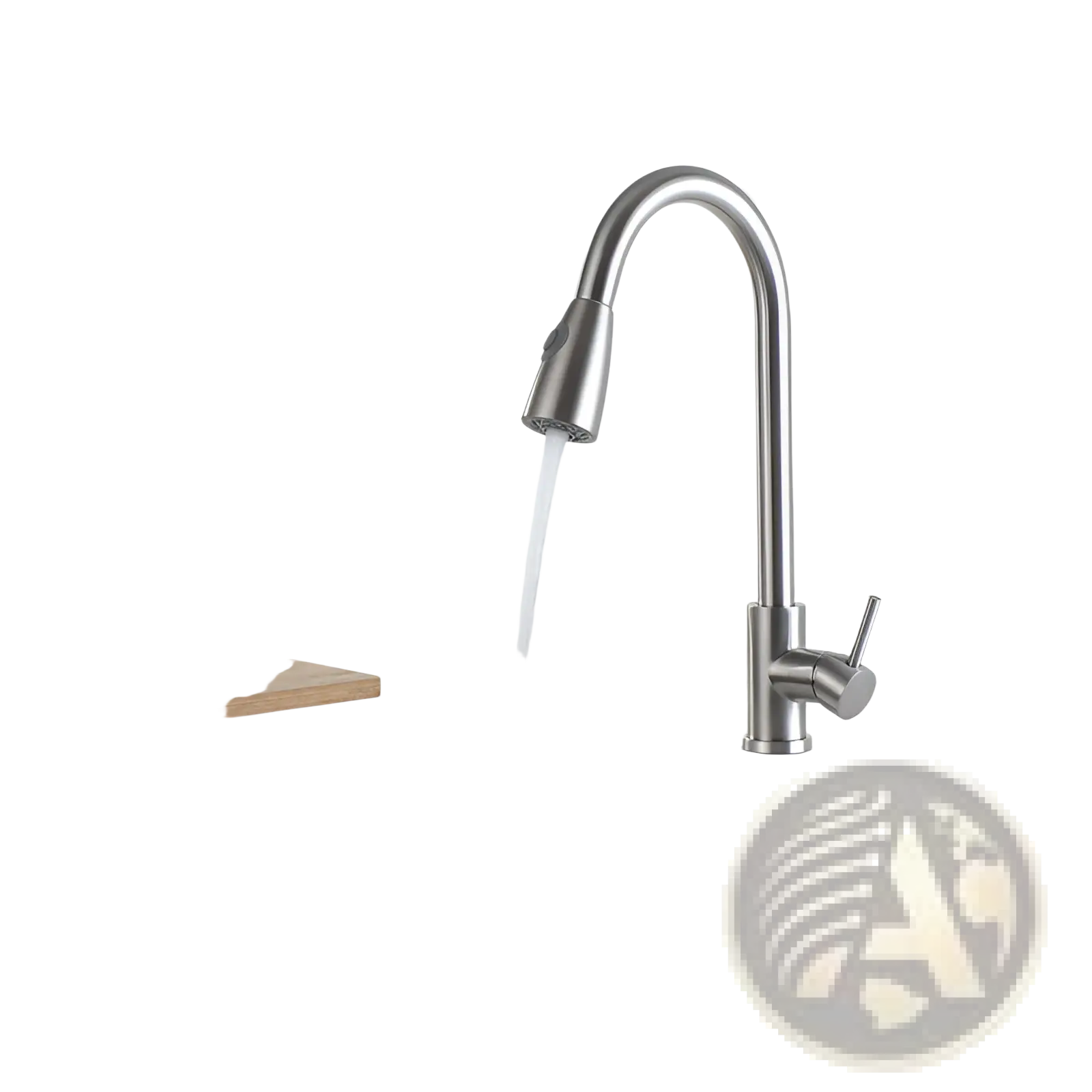 Golden smart touch pull out kitchen faucet in stainless steel with a sleek curved spout and single lever handle
