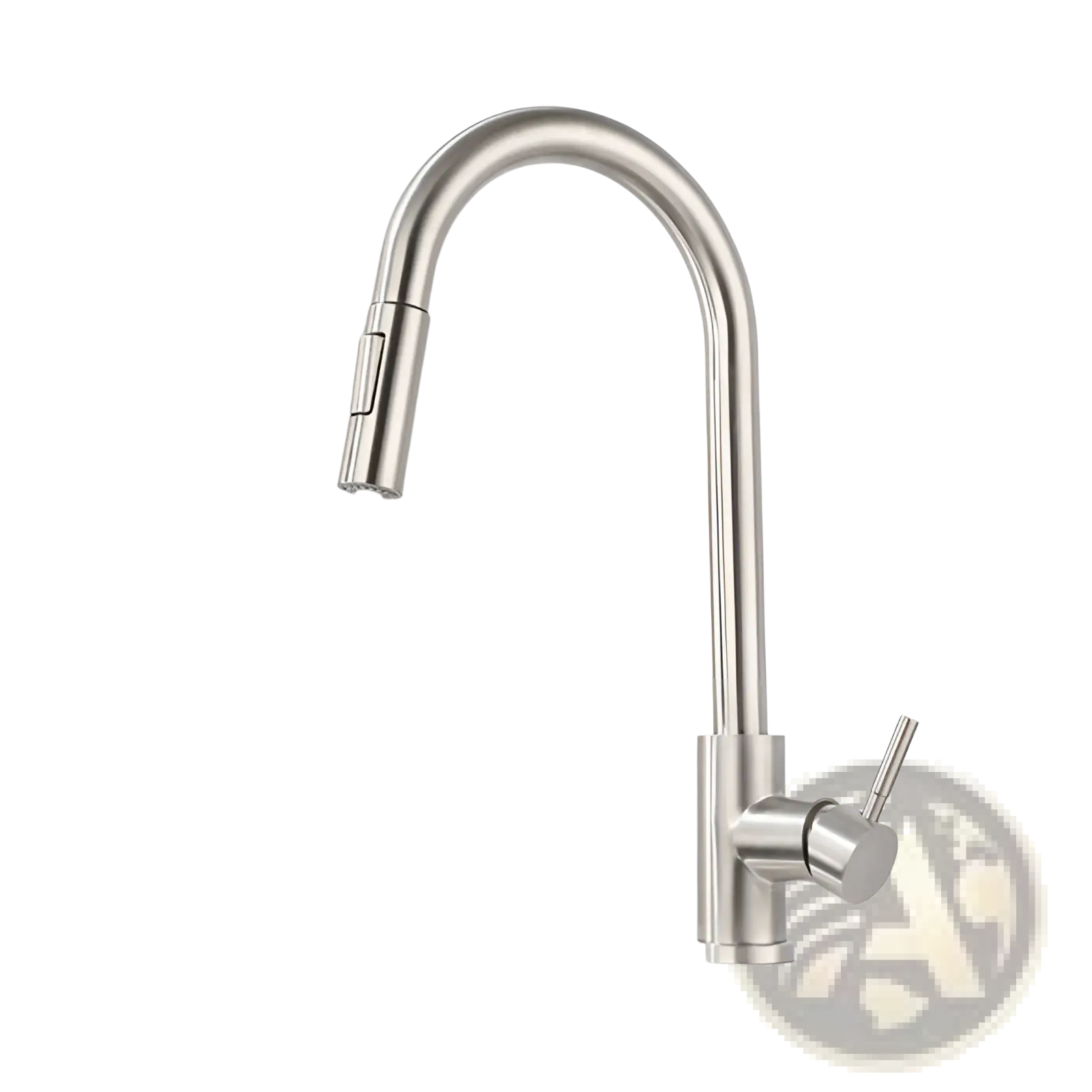 Golden smart touch pull out kitchen faucet in stainless steel with sleek curved spout and single lever handle
