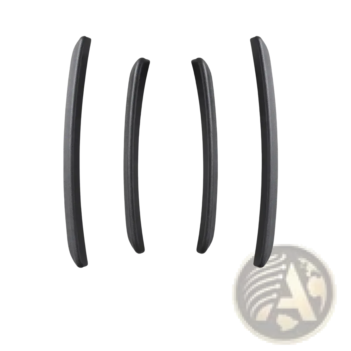 Black ergonomic wrist rest pads 17 to 19 cm long and 1.5 cm wide designed for comfort during extended computer use