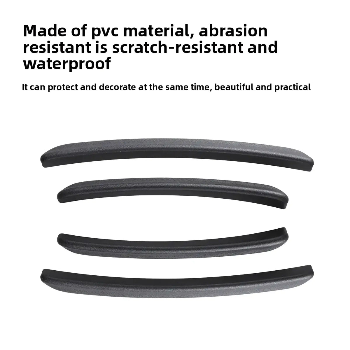 Black pvc armrest covers with abrasion and scratch resistant smooth textured surface for golf 8 fender flares mud flaps arch trim