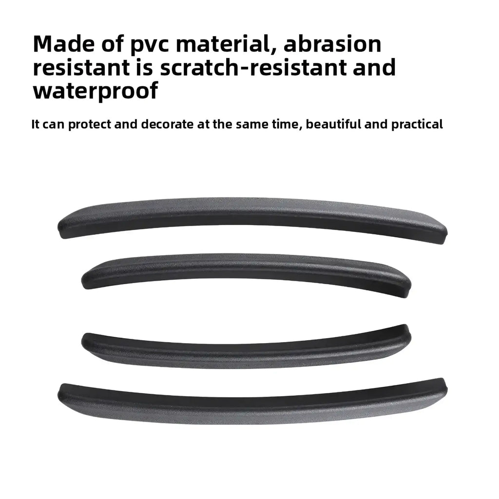 Black pvc armrest covers with abrasion and scratch resistant smooth textured surface for golf 8 fender flares mud flaps arch trim