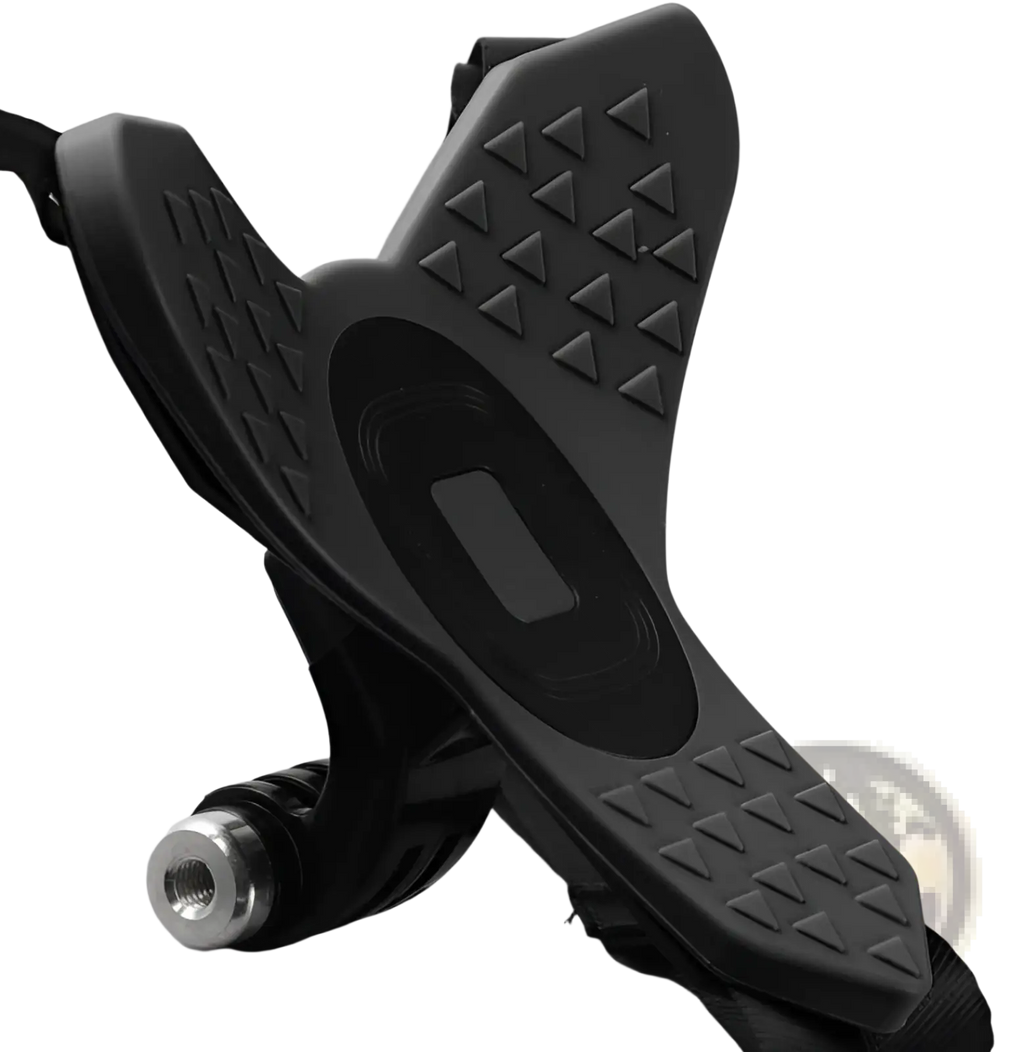 Black rubberized grip with triangular texture and metallic threaded connector on gopro helmet chin mount for dji hero 7 6 5