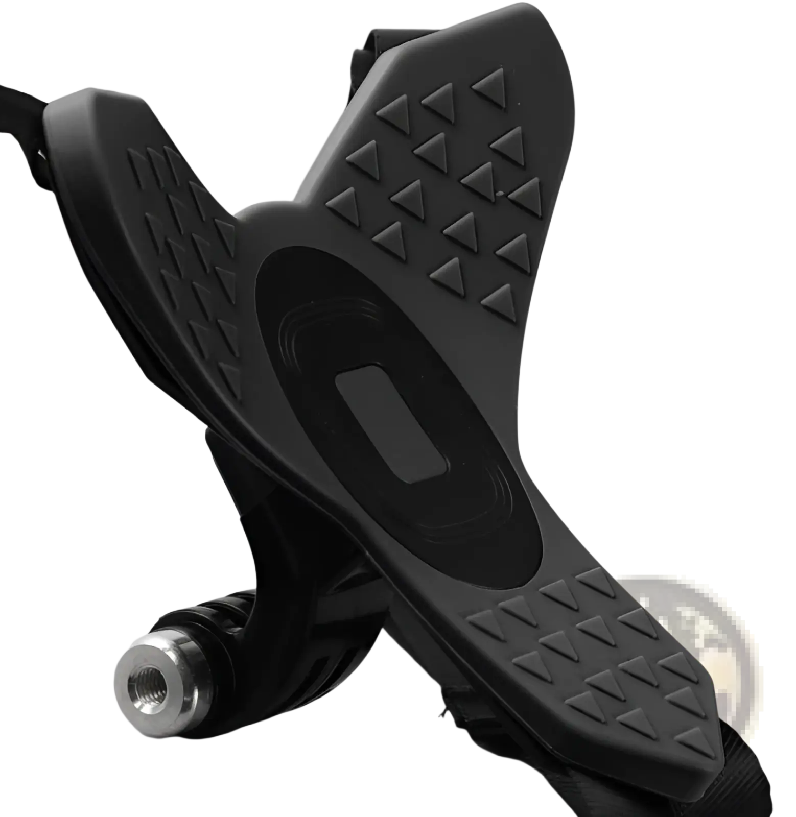 Black rubberized grip with triangular texture and metallic threaded connector on gopro helmet chin mount for dji hero 7 6 5