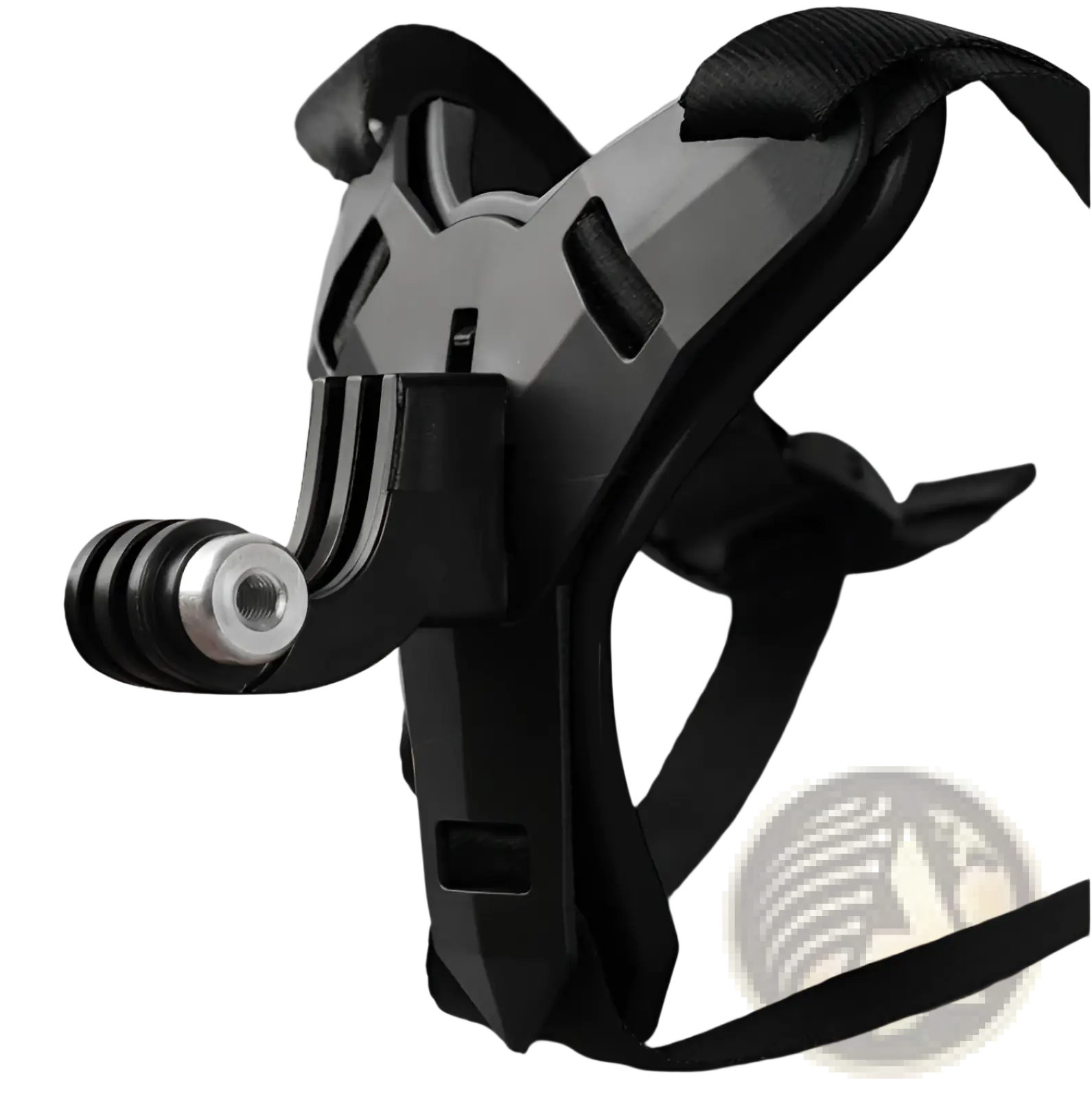 Black and silver go pro helmet chin mount with adjustable straps for secure camera attachment for dji hero 7 6 5