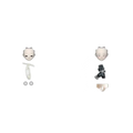 White plastic gothic anime finished goods collectible doll with minimalist facial features and matching limbs with accessories