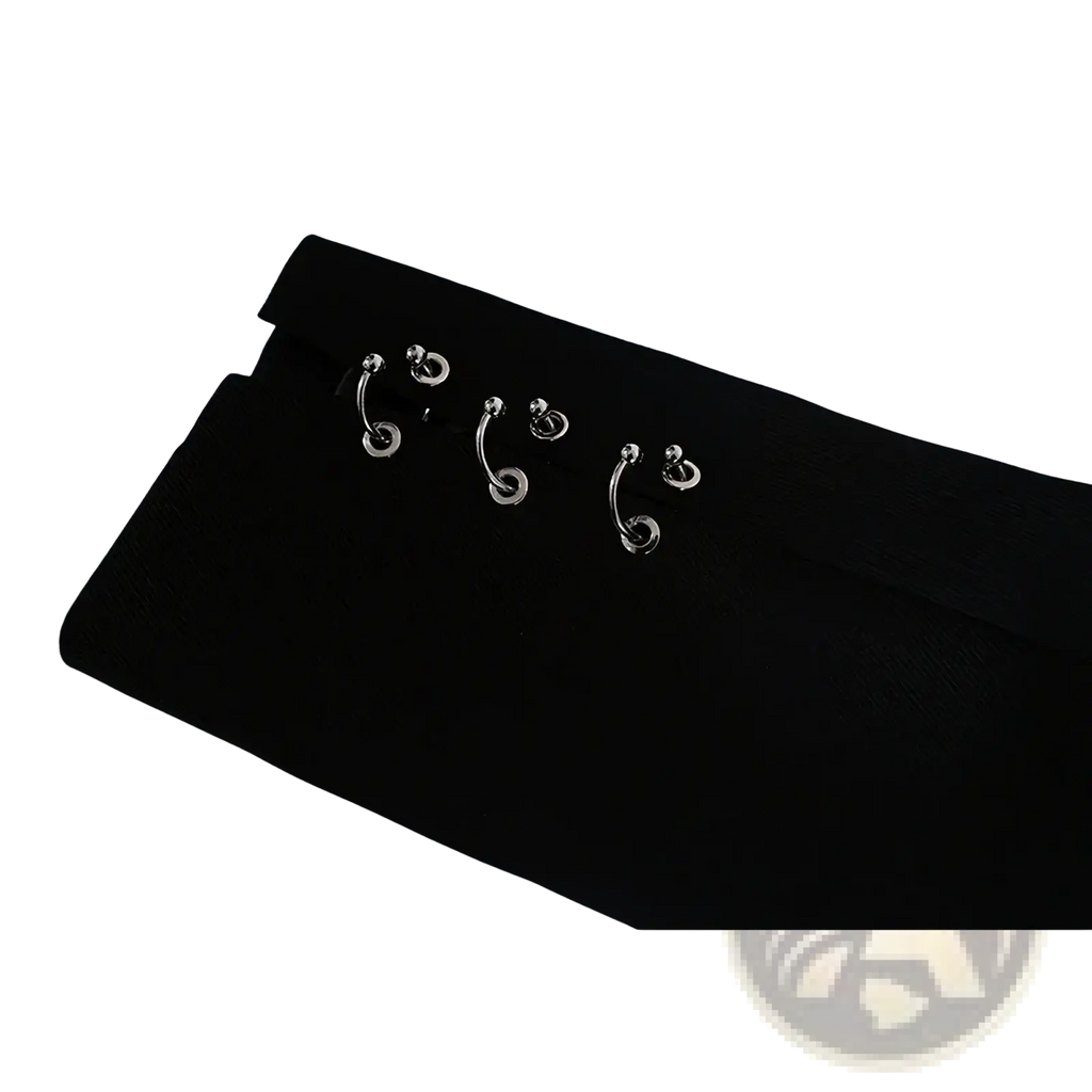 Set of four silver-toned curved barbell nose rings with spherical ends displayed on black velvet for gothic chain cropped blazer