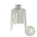 White gothic cropped zip jacket with high collar long sleeves and front pocket made from soft fabric