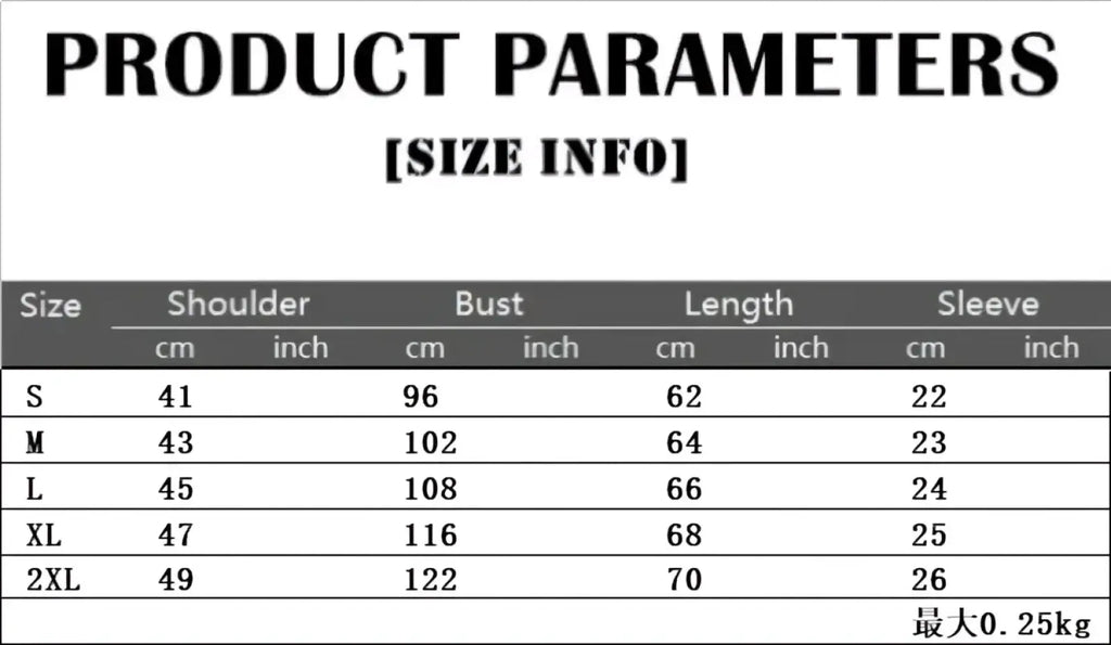 The product parameters table for gothic lace up slim fit short sleeve t shirt shows size measurements in cm and inches