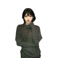 A long dark green knitted gothic turtleneck sweater with ribbed cuffs in height 160-165cm size