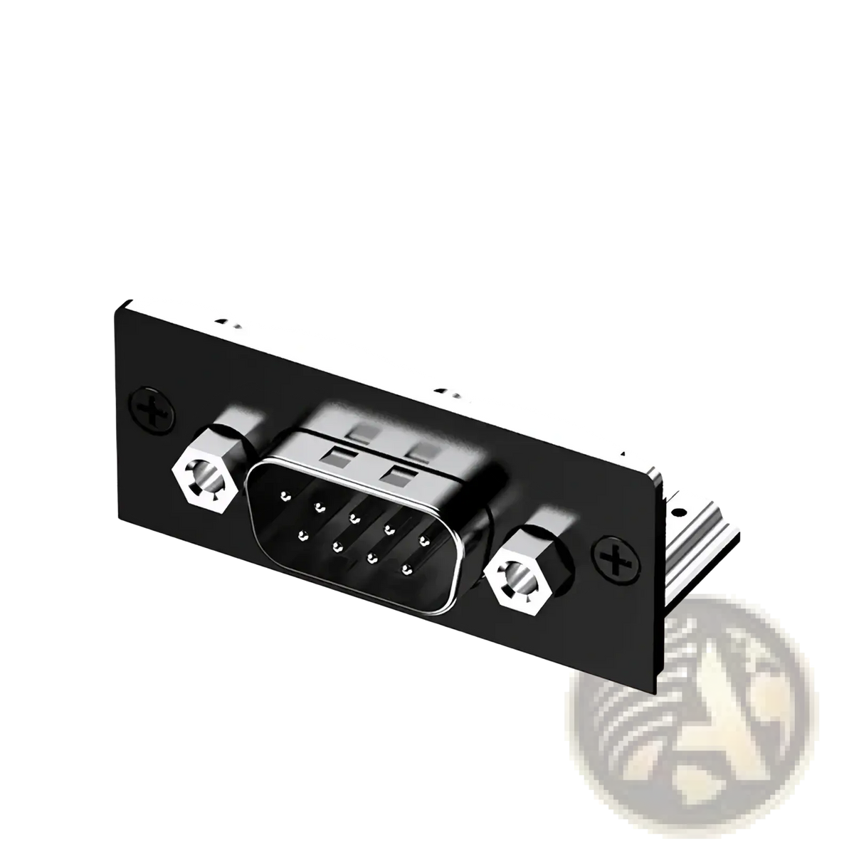 Black rectangular panel-mounted db9 serial connector with silver hex screws and metallic housing for gpd pocket 4 expansion