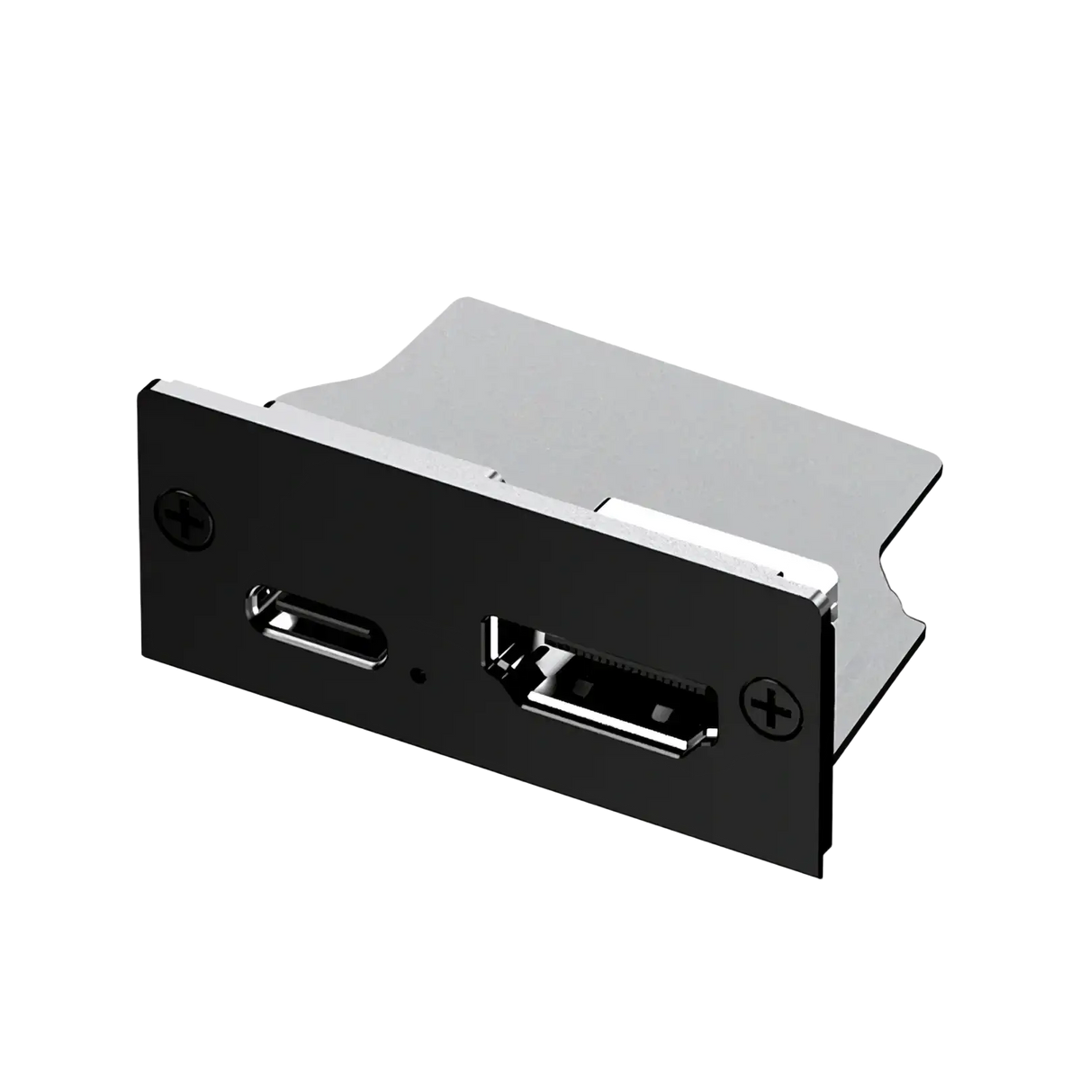 Black and silver dual USB port panel with sleek modern design for Gpd Pocket 4 modular expansion accessories back side