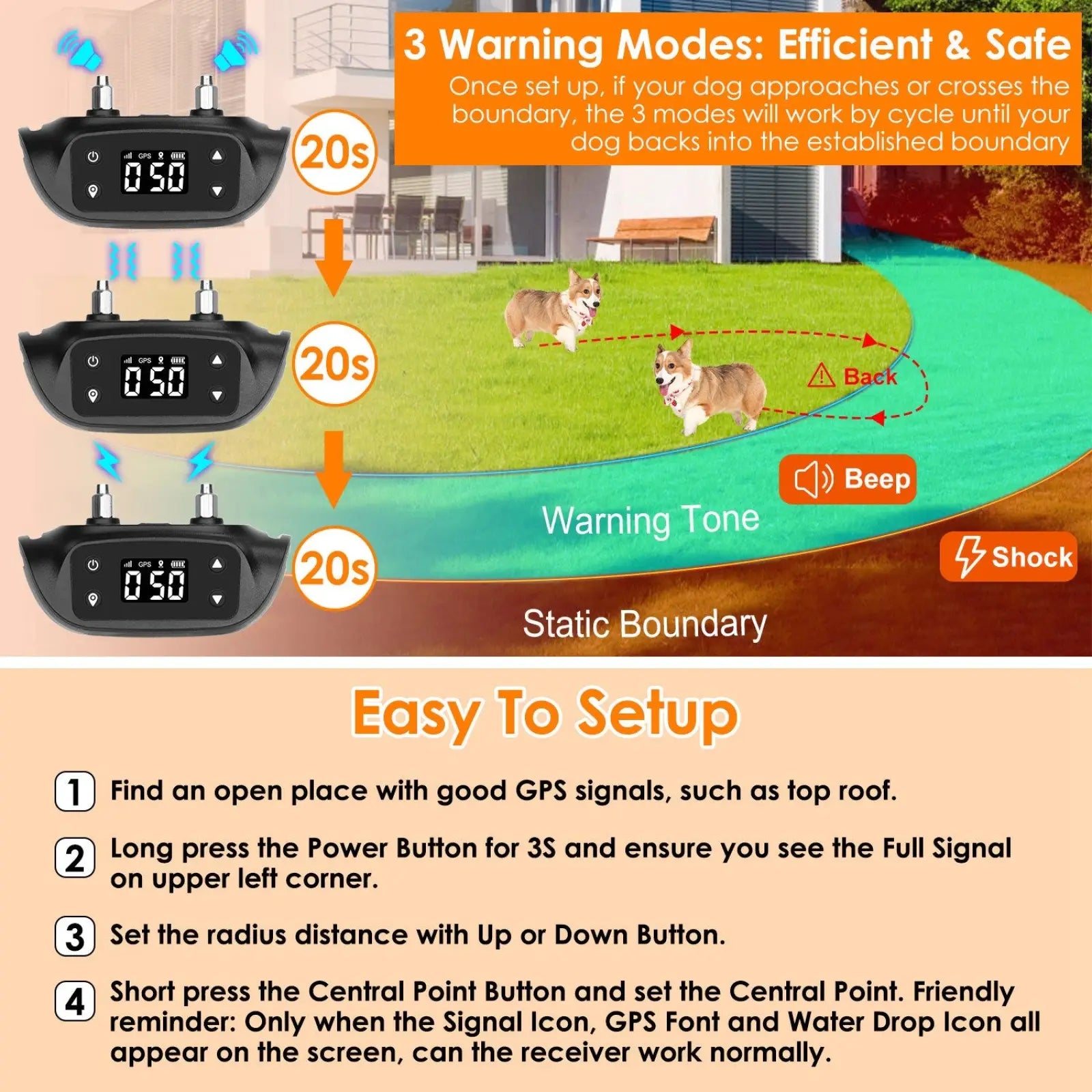 Black electronic dog fence transmitter with digital display and control buttons for gps wireless fence and tracker system