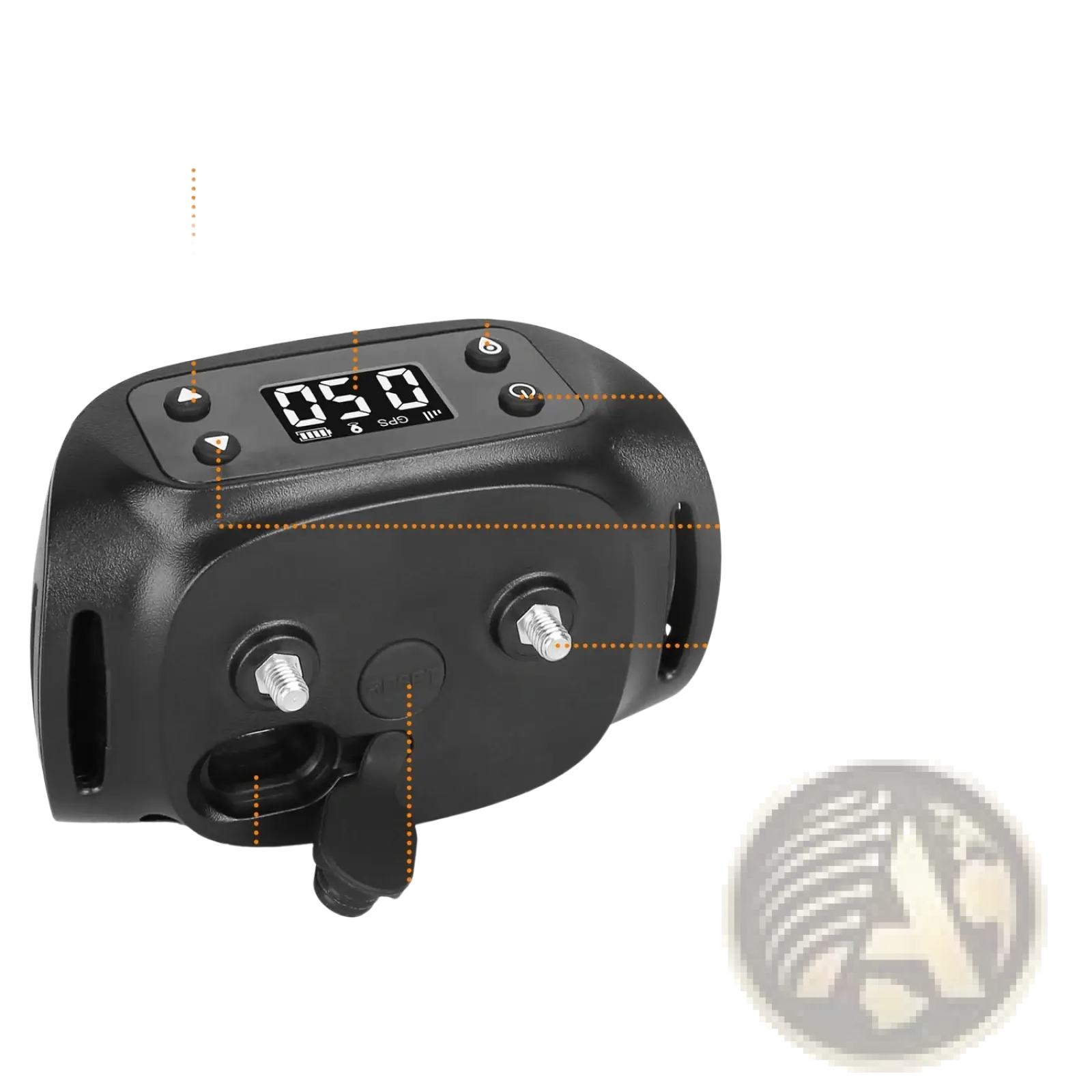 Black waterproof gps wireless dog fence and tracker collar with display screen metal probes and control buttons