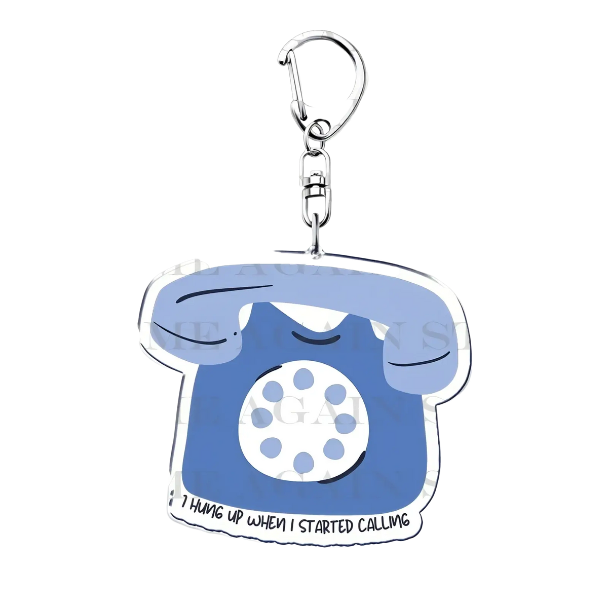 Blue acrylic phone-shaped Gracie Abrams keychain with silver metal clasp and chain anime fan gift accessory