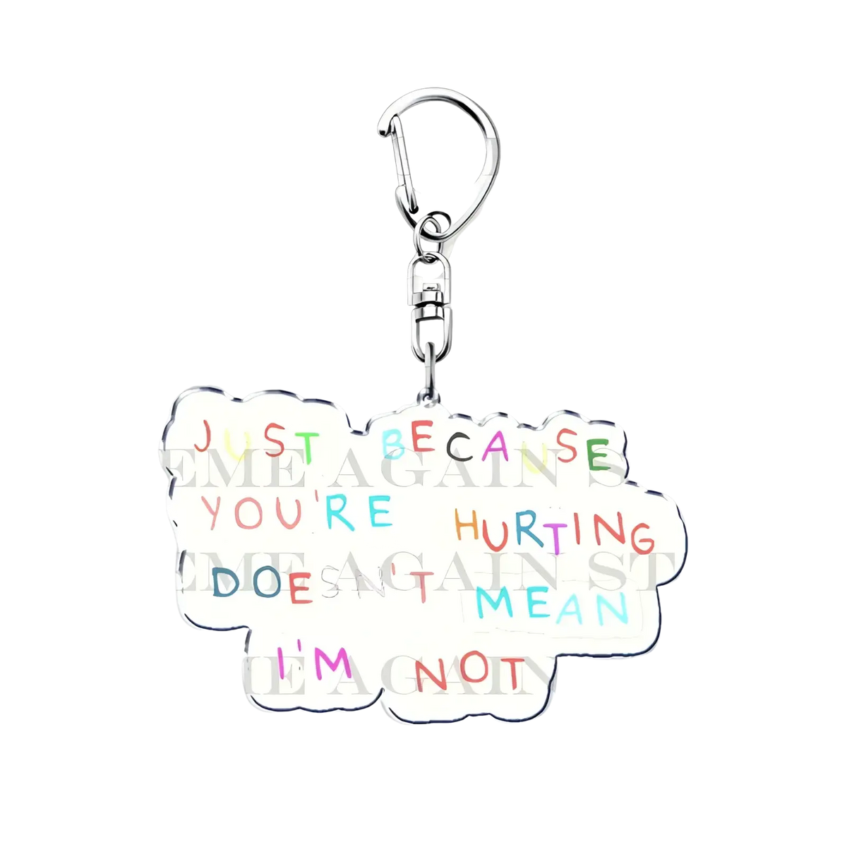 A silver cloud-shaped acrylic keychain with colorful hand-painted text from gracie abrams anime fan gift