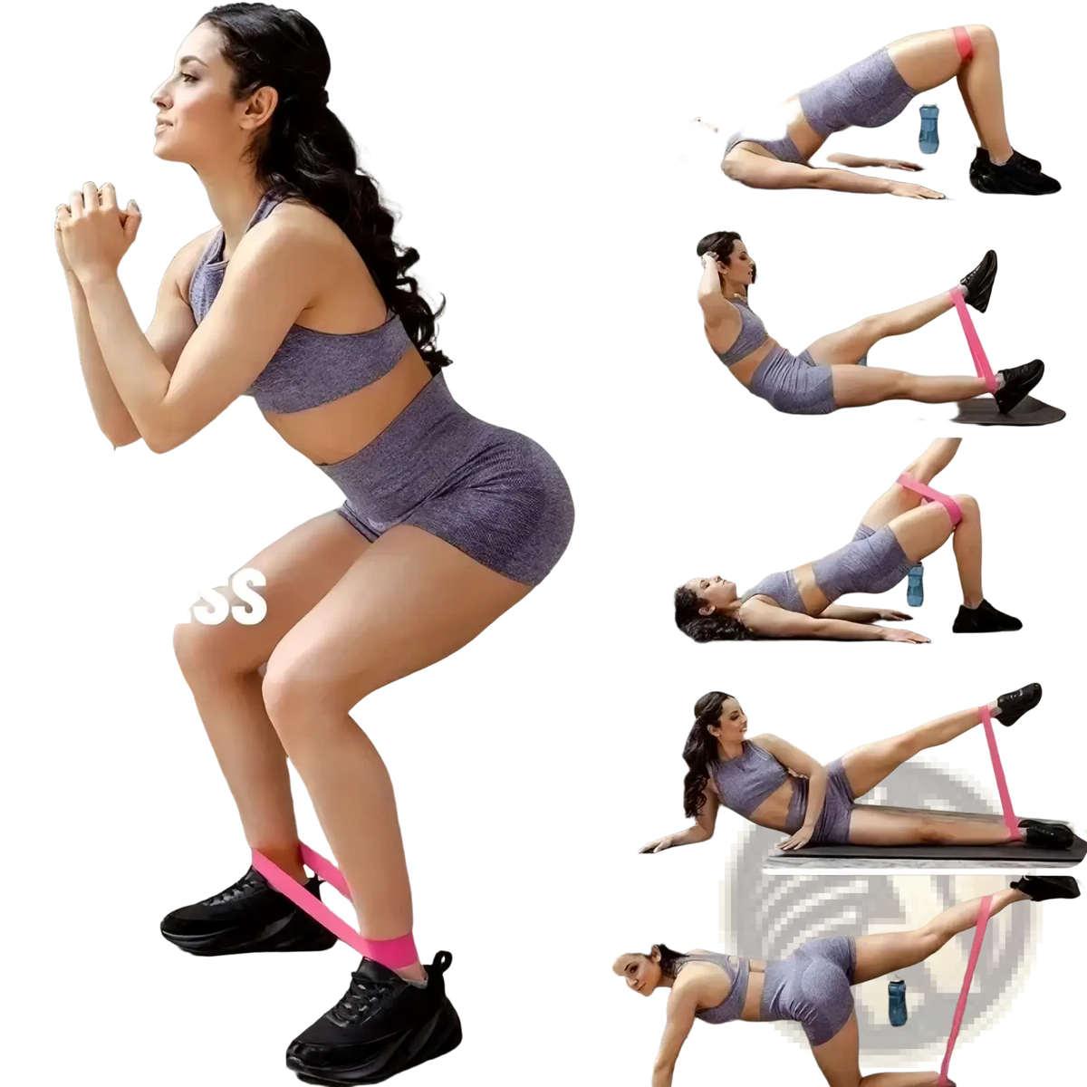 Pink gradient resistance band made of durable latex for versatile workout and strength training exercises