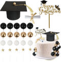 Graduation cake topper set featuring a black cap with gold tassel and decorative topper for 2026 senior party