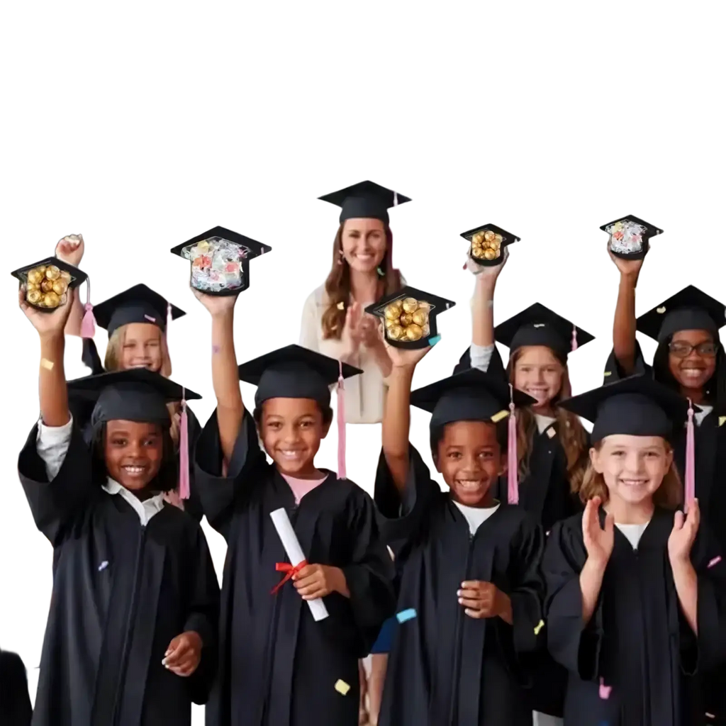 Black graduation cap candy card with pink tassel and decorative candy-filled interior for diy party favor