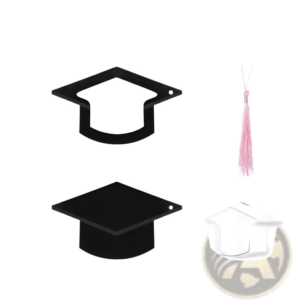 Black graduation cap candy card diy party favor wall decor with matte finish and hanging hole