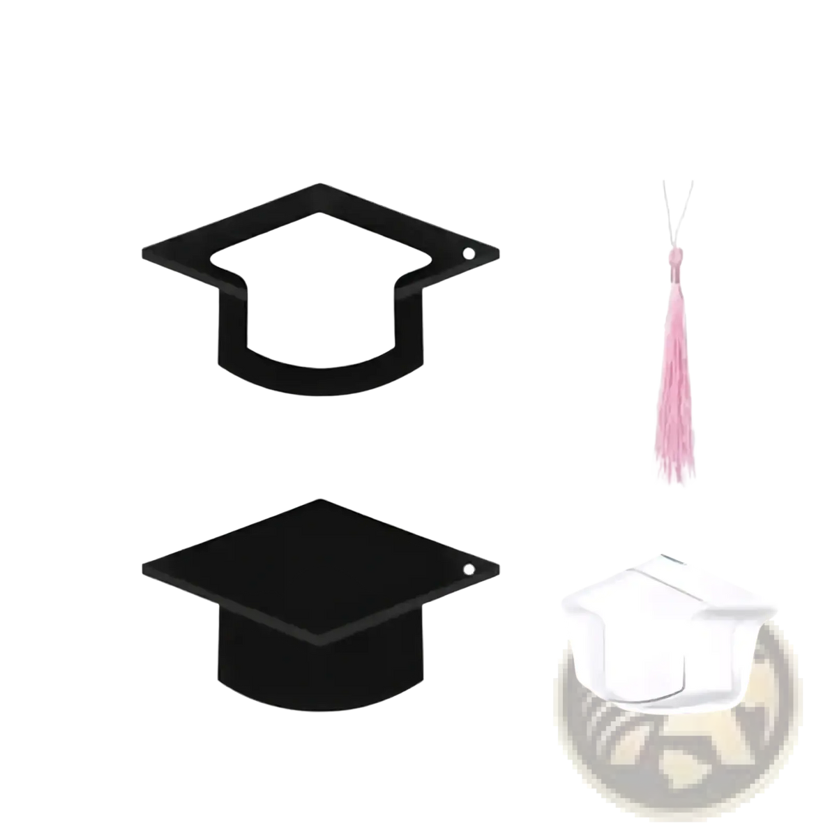 Black graduation cap candy card diy party favor wall decor with matte finish and hanging hole