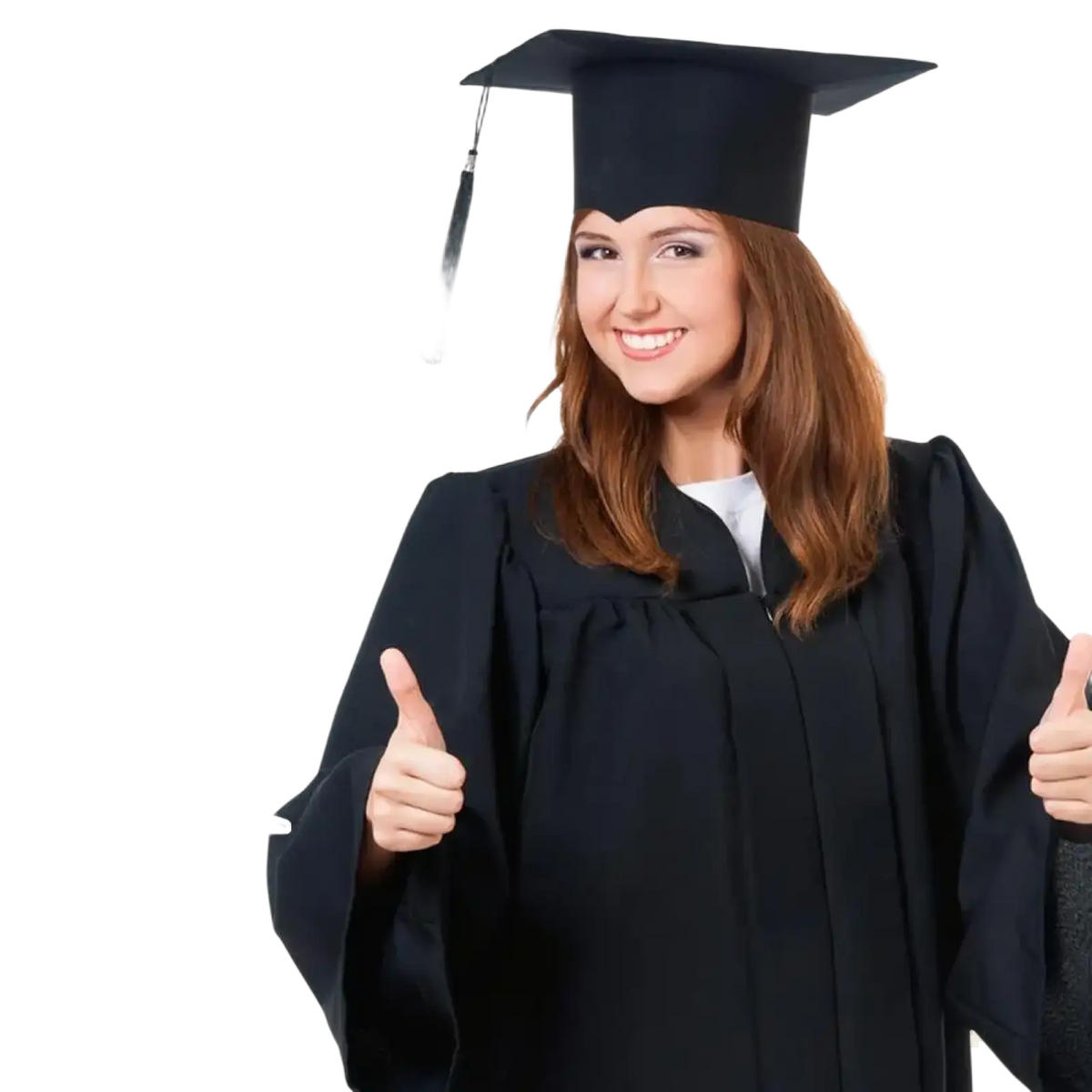 Black graduation cap with tassel and adjustable band designed for comfortable academic ceremonies