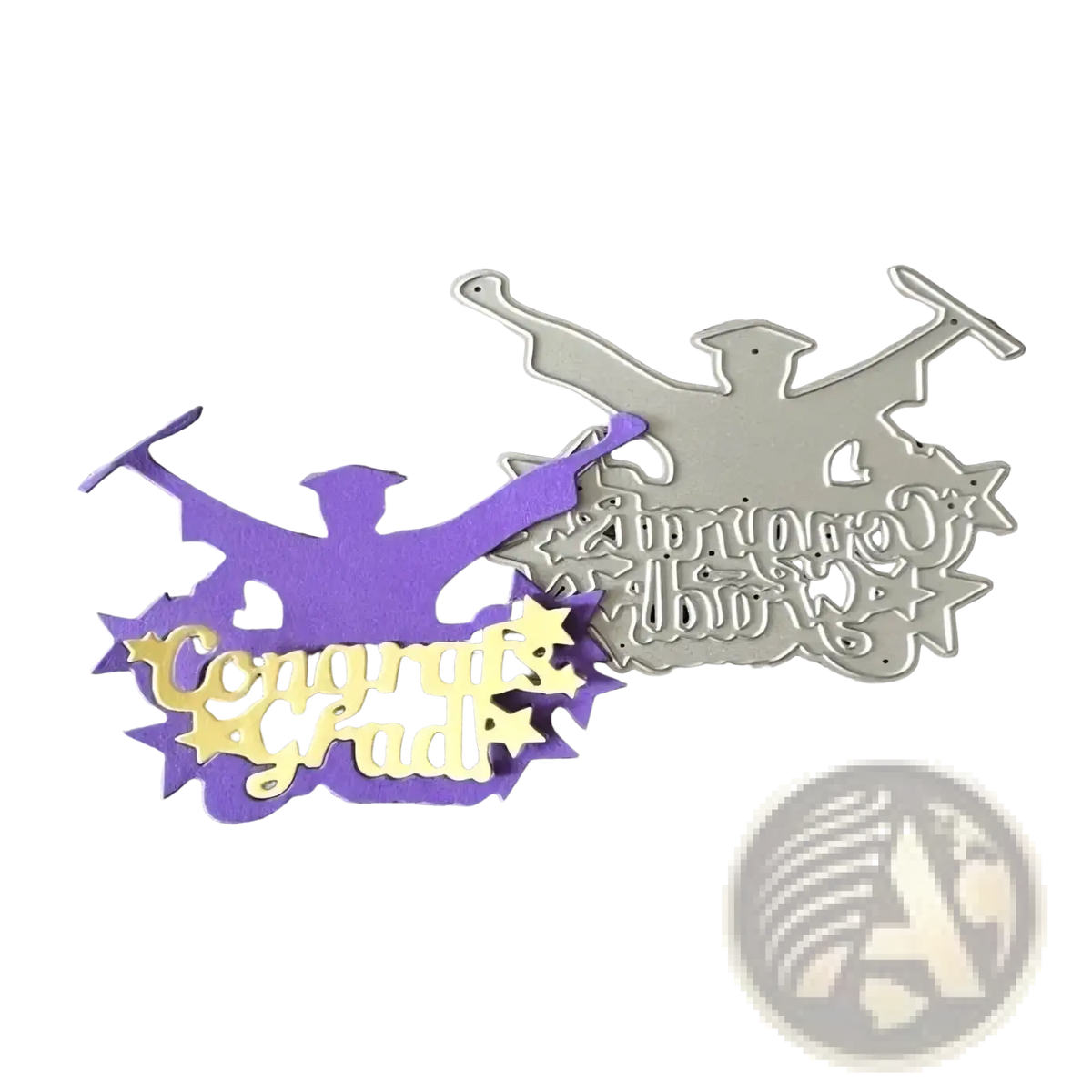 Purple and gold congrats grad die-cut cardstock with graduation cap silhouette for scrapbooking metal cutting dies